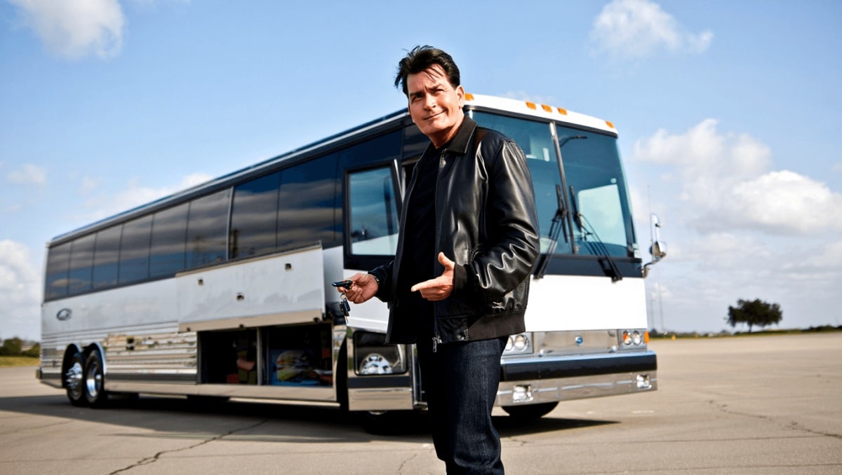 Charlie Sheen Bought a Tour Bus on a Bender, Now This Rockstar Is Auctioning It Off