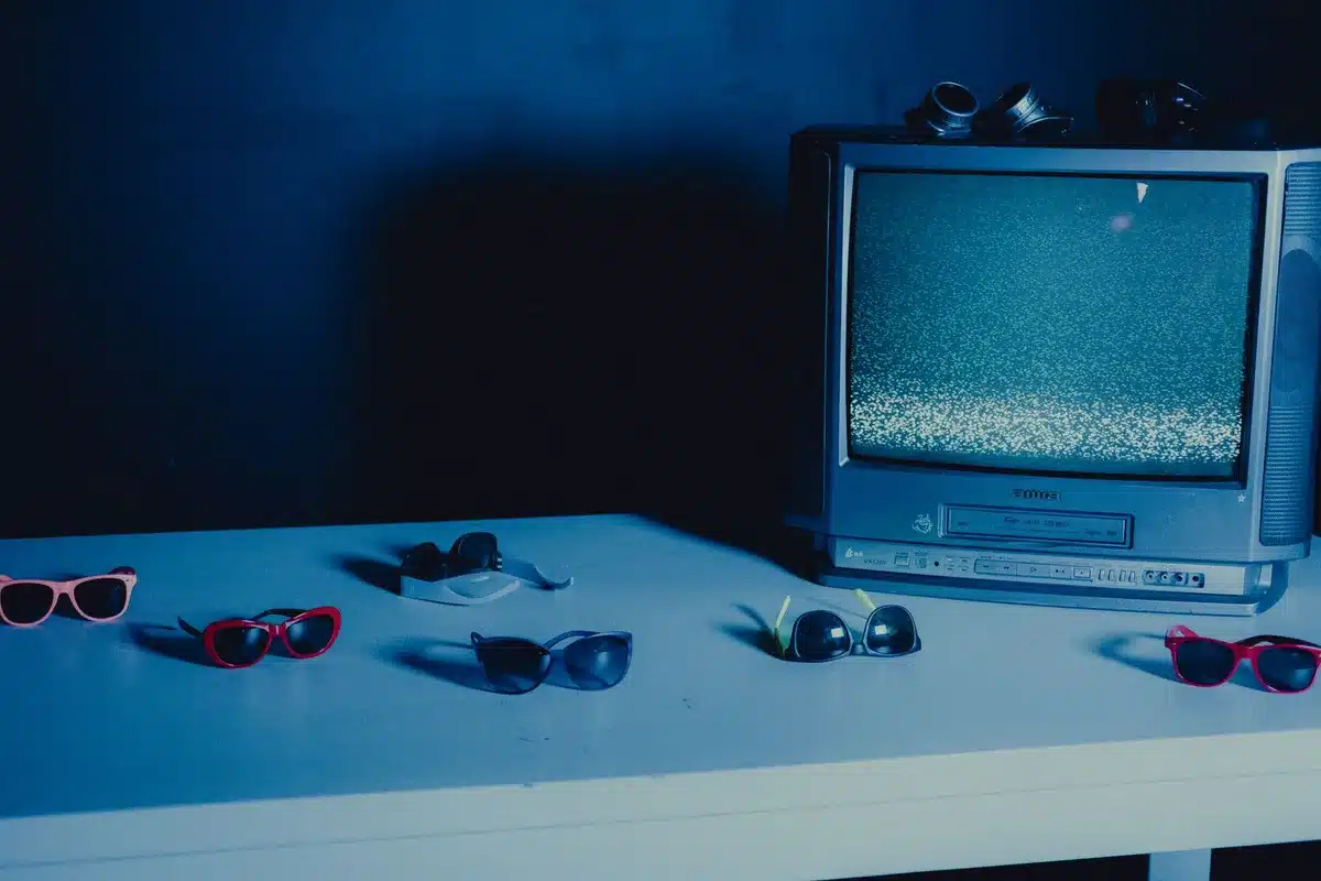 1990s-era music video playing on a television screen, representing MTV's role in spreading iconic songs