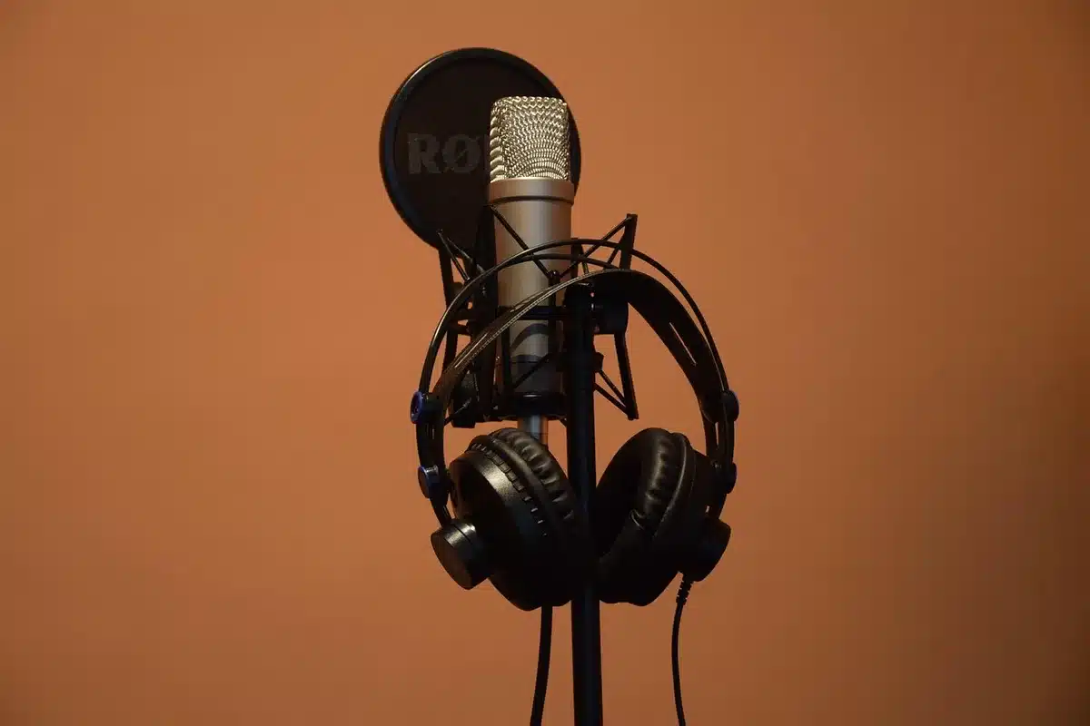 Television news studio setup with broadcast equipment and commentary setting
