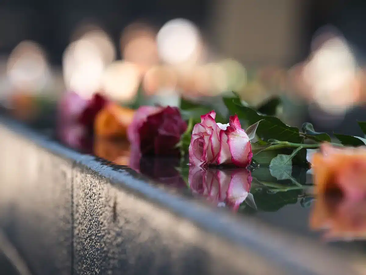 Flowers and written tributes left by fans outside a concert venue