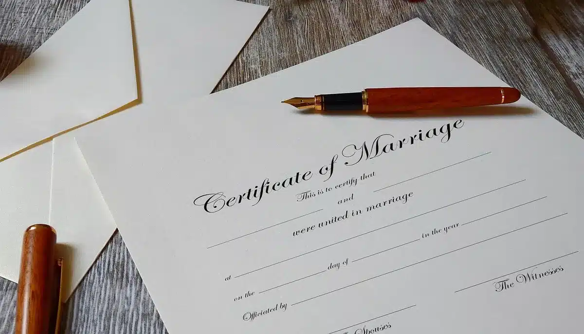 Close-up of trademark paperwork and contract on a desk