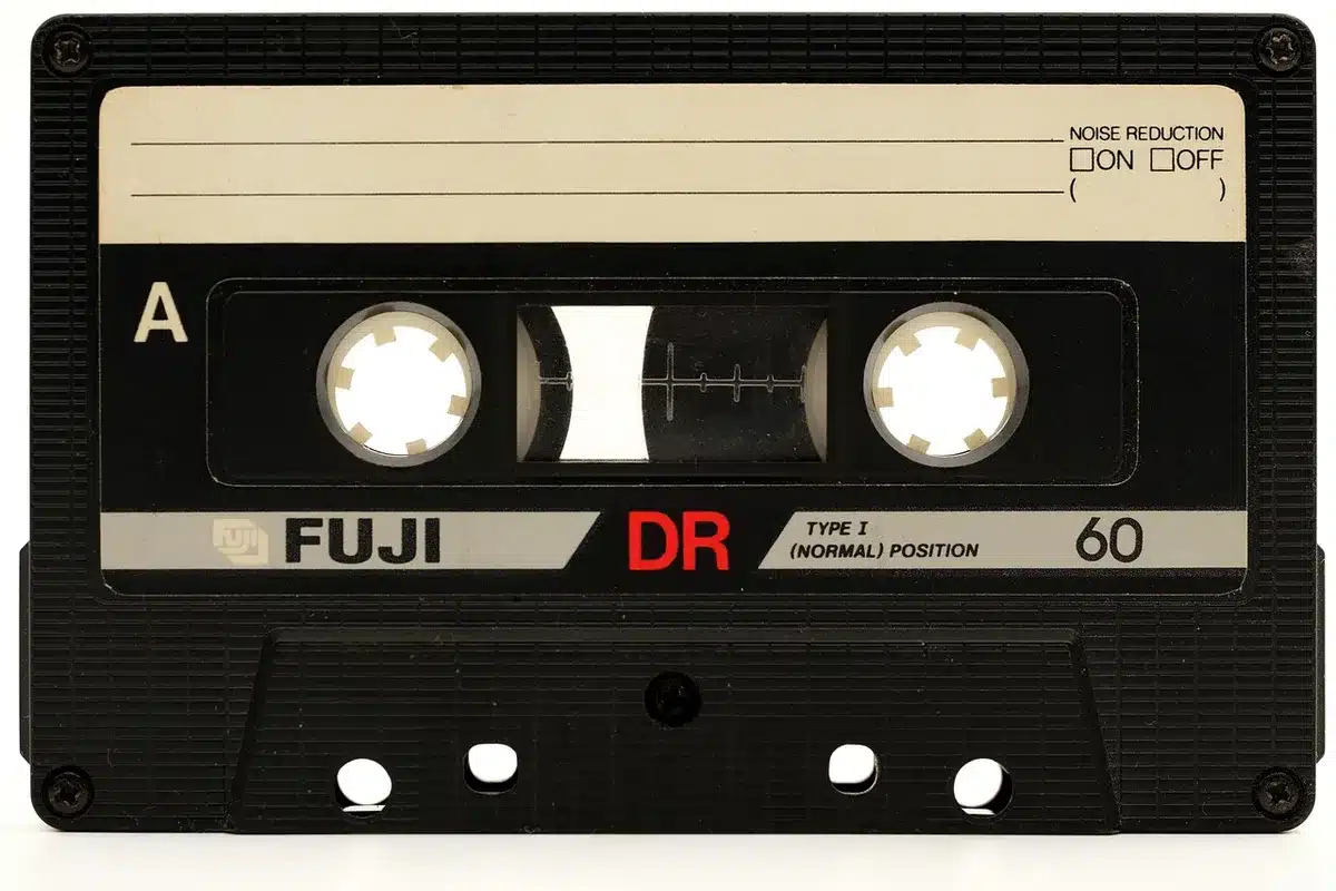 Stacks of archival tapes and session boxes in an archive
