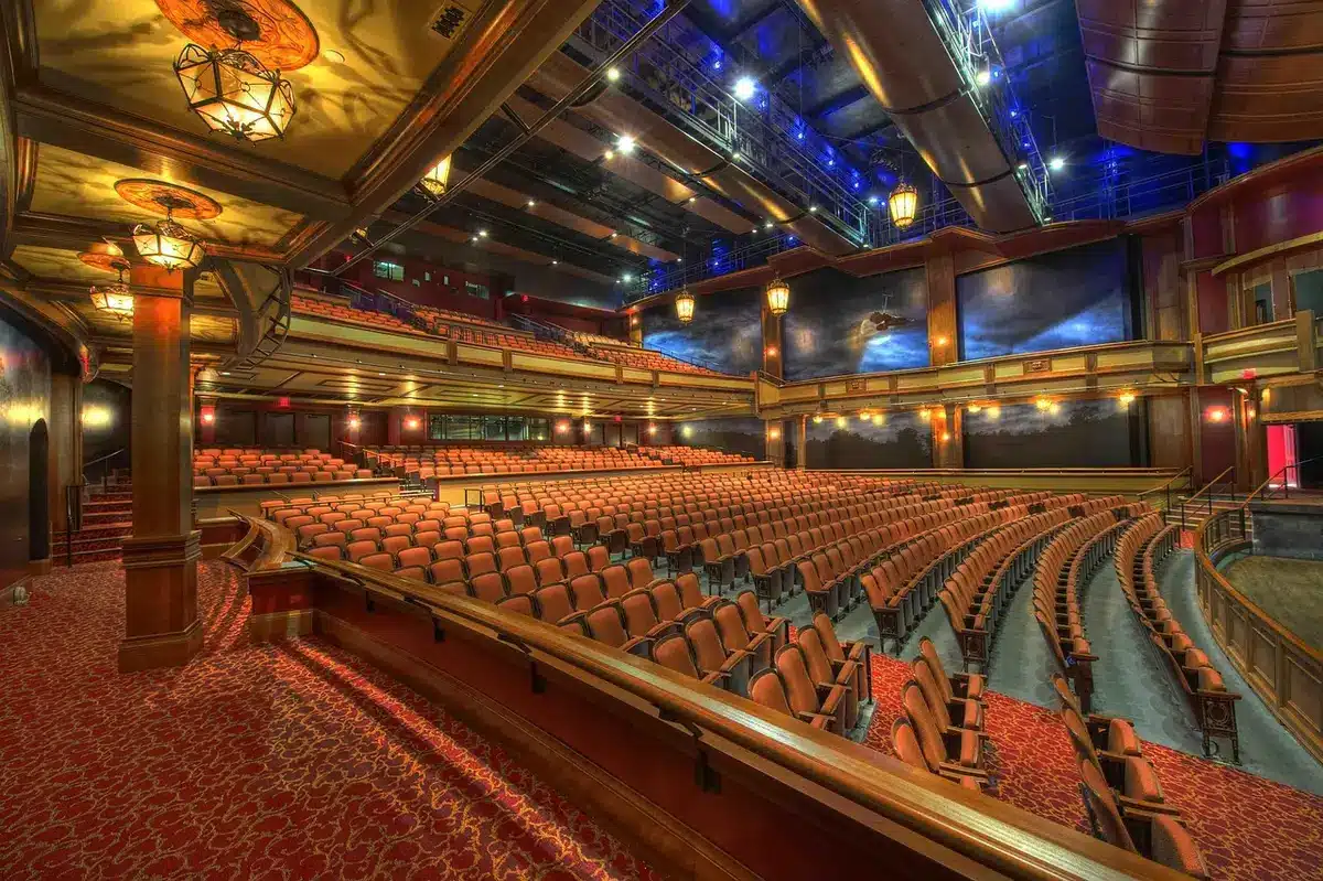 Empty stage and backstage area illustrating venue and production costs