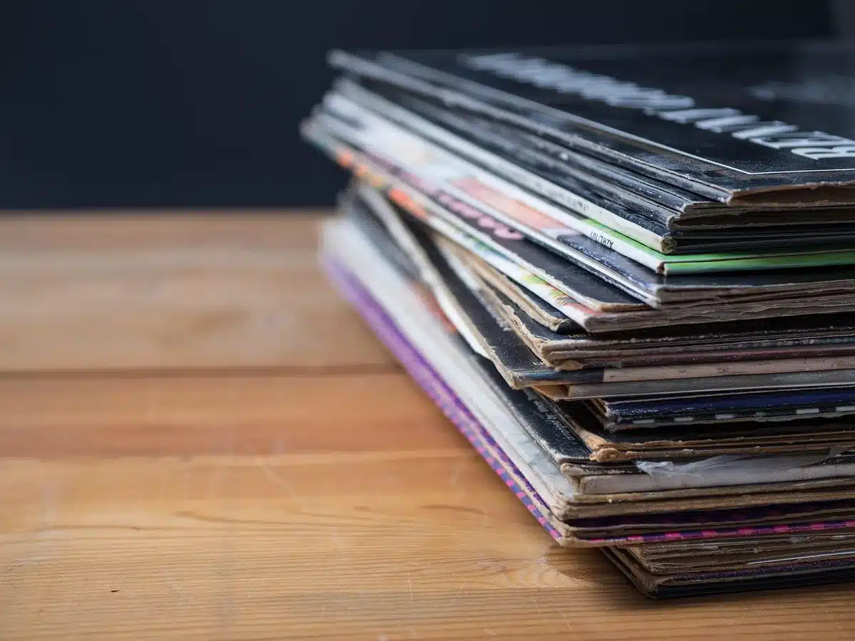 Collection of vinyl records and cassette tapes from 1980s Seattle bands