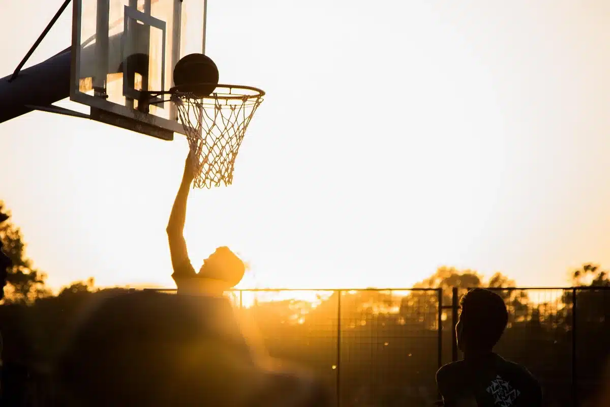 Women's basketball players in action during a game