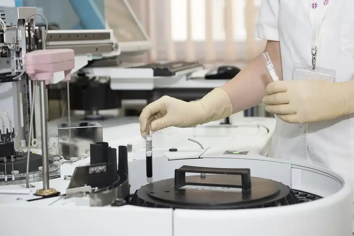 Medical laboratory equipment and testing materials in a healthcare setting