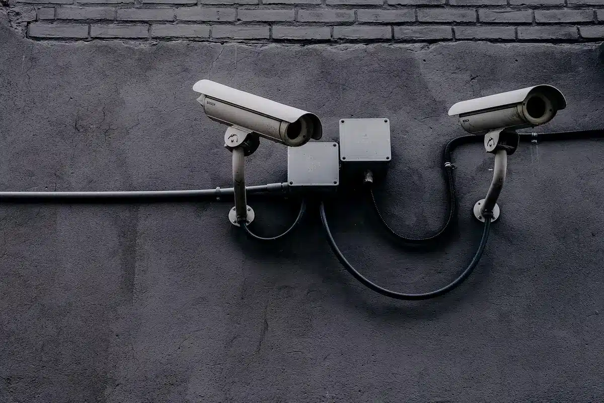 Surveillance camera footage being reviewed as evidence in criminal investigation