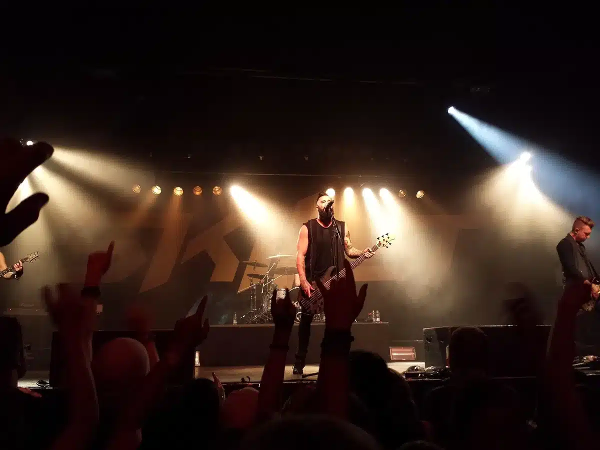 Crowd at a punk show near the front of the stage