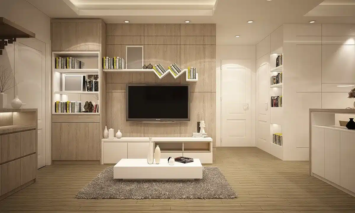 Couple relaxing together listening to music in a cozy living room
